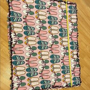 S-O-L-D. 
Handmade Throw with Colorful Shoes Pattern